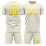 Custom Cream Light Yellow Soccer Set