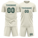 Custom Cream Blue Green Soccer Set