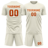Custom Cream Orange Soccer Set