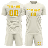 Custom Cream Gold Soccer Set