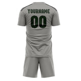 Custom Gray Dark Green Soccer Set