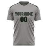 Custom Gray Dark Green Soccer Jersey