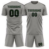 Custom Gray Dark Green Soccer Set