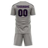 Custom Gray Purple Soccer Set