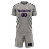 Custom Gray Purple Soccer Set