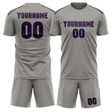 Custom Gray Purple Soccer Set