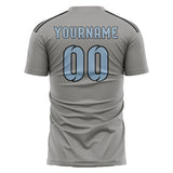 Custom Gray Light Blue Soccer Jersey