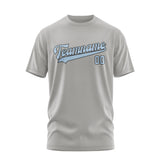 Custom Gray Light Blue T-Shirt