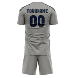 Custom Gray Blue Soccer Set