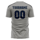 Custom Gray Blue Soccer Jersey