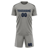 Custom Gray Blue Soccer Set