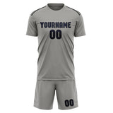 Custom Gray Navy Soccer Set