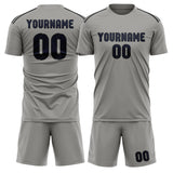 Custom Gray Navy Soccer Set