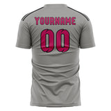 Custom Gray Pink Soccer Jersey