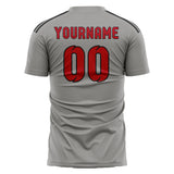 Custom Gray Red Soccer Jersey