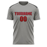 Custom Gray Red Soccer Jersey