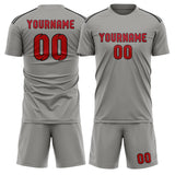 Custom Gray Red Soccer Set