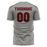 Custom Gray Crimson Red Soccer Jersey