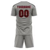 Custom Gray Crimson Red Soccer Set