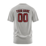 Custom Gray Crimson Red T-Shirt