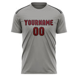 Custom Gray Crimson Red Soccer Jersey