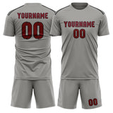 Custom Gray Crimson Red Soccer Set