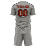 Custom Gray Coral Red Soccer Set