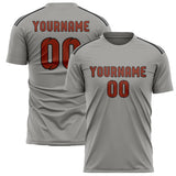 Custom Gray Coral Red Soccer Jersey