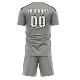 Custom Gray White Soccer Set