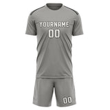 Custom Gray White Soccer Set