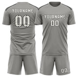 Custom Gray White Soccer Set