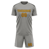 Custom Gray Yellow Soccer Set