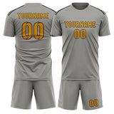 Custom Gray Yellow Soccer Set