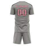 Custom Gray Light Pink Soccer Set