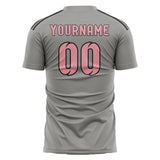 Custom Gray Light Pink Soccer Jersey