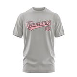 Custom Gray Light Pink T-Shirt