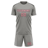 Custom Gray Light Pink Soccer Set