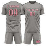 Custom Gray Light Pink Soccer Set