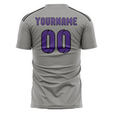 Custom Gray Light Purple Soccer Jersey