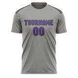Custom Gray Light Purple Soccer Jersey
