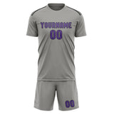 Custom Gray Light Purple Soccer Set