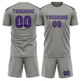 Custom Gray Light Purple Soccer Set