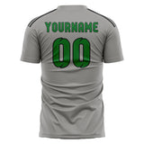 Custom Gray Emerald Green Soccer Jersey