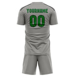 Custom Gray Emerald Green Soccer Set