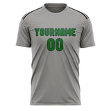 Custom Gray Emerald Green Soccer Jersey
