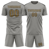 Custom Gray Light Khaki Soccer Set