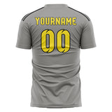 Custom Gray Light Yellow Soccer Jersey