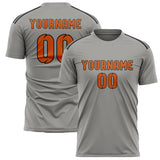 Custom Gray Orange Soccer Jersey