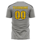 Custom Gray Gold Soccer Jersey