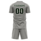 Custom Gray Dark Green Soccer Set